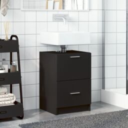 Berkfield Home Sink Cabinet Black 40x37x59 cm Engineered Wood - Size: 40 x 37 x 59 cm - thumbnail 3