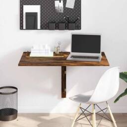 Berkfield Home Durable Folding Wall Table Smoked Oak 100x60x56 cm Engineered Wood in Brown - Size: 100 x 60 x 56 cm - thumbnail 2