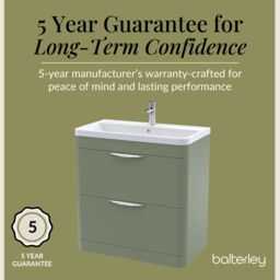 Balterley Contemporary Floor 2 Drawer Bathroom Vanity Unit, Satin Green, 810mm in Green - thumbnail 4