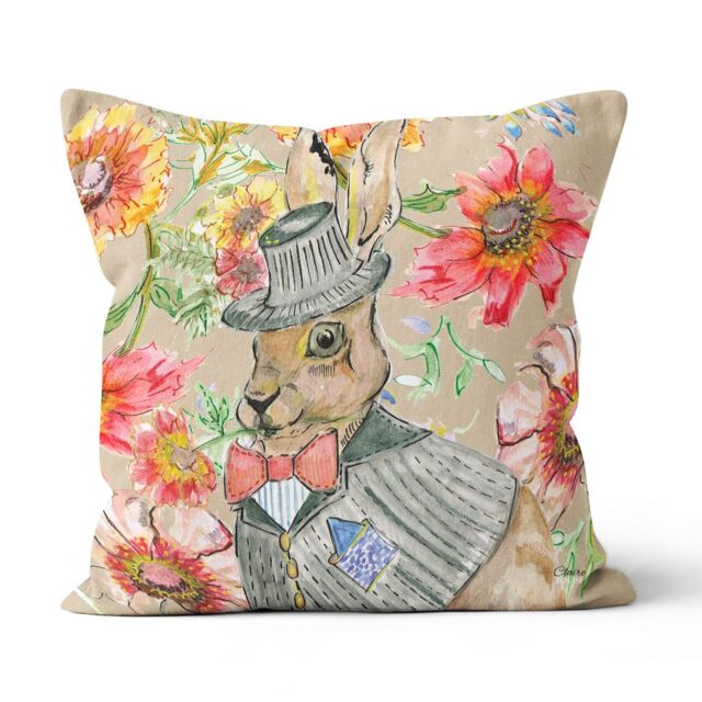 Claire Louise Cottage Floral Hare 45cm x 45cm Double Sided Cushion - Size: 45 cm x 45 cm - image 1