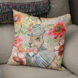 Claire Louise Cottage Floral Hare 45cm x 45cm Double Sided Cushion - Size: 45 cm x 45 cm - thumbnail 2