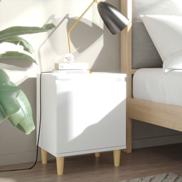 Berkfield Home Bed Cabinet with Solid Wood Legs White 40x30x50 cm - Size: 40 x 30 x 50 cm - image 1