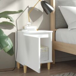 Berkfield Home Bed Cabinet with Solid Wood Legs White 40x30x50 cm - Size: 40 x 30 x 50 cm - thumbnail 3