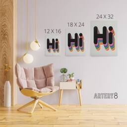 "Artery8 Hi Bold Retro Rainbow Font Colourful Typography Canvas Wall Art Print - Size: W18"" x H24""" - thumbnail 4