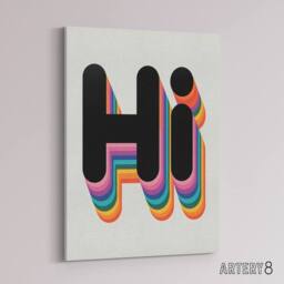 "Artery8 Hi Bold Retro Rainbow Font Colourful Typography Canvas Wall Art Print - Size: W18"" x H24""" - thumbnail 2