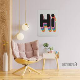 "Artery8 Hi Bold Retro Rainbow Font Colourful Typography Canvas Wall Art Print - Size: W18"" x H24""" - thumbnail 3