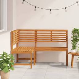 Berkfield Home Beautiful Garden Corner Bench 140 cm Solid Acacia Wood in Brown - thumbnail 1