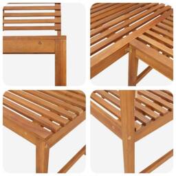 Berkfield Home Beautiful Garden Corner Bench 140 cm Solid Acacia Wood in Brown - thumbnail 7
