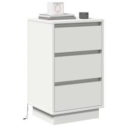 Berkfield Home Bedside Cabinet with LED White 39x34.5x65 cm Engineered Wood - thumbnail 3