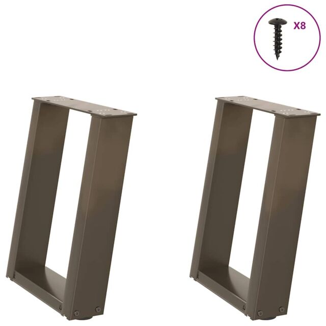 Berkfield Home Coffee Table Legs U-Shaped 2 pcs Natural Steel 28x(42-43) cm Steel in Brown - image 1