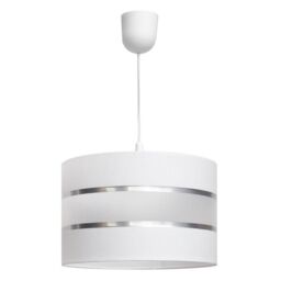 Netlighting Helen Cylindrical Pendant Ceiling Light White Silver 35cm