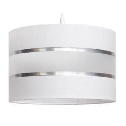Netlighting Helen Cylindrical Pendant Ceiling Light White Silver 35cm - thumbnail 2