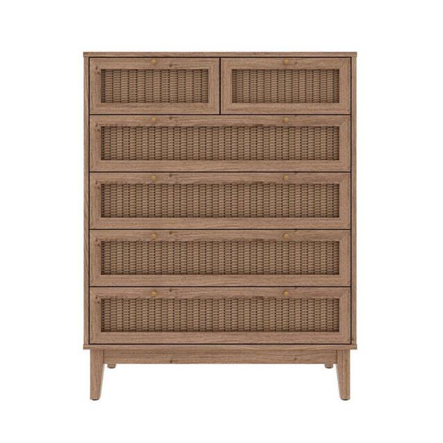 Lemon Pavilion Furniture Bordeaux 6 Drawer Chest - MDF - L39 x W85 x H109 cm - Oak in Brown - Size: 1 Pack - image 1