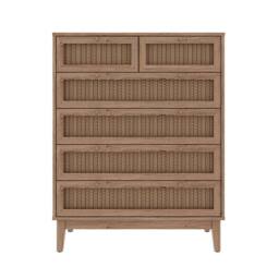 Lemon Pavilion Furniture Bordeaux 6 Drawer Chest - MDF - L39 x W85 x H109 cm - Oak in Brown - Size: 1 Pack - thumbnail 1