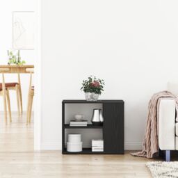Berkfield Home Black Oak Sideboard - 60 cm x 30 cm x 50 cm - Made from Engineered Wood - thumbnail 4