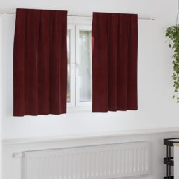 Berkfield Home Blackout Curtains with Top Tape 2 pcs Wine Red Velvet