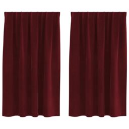 Berkfield Home Blackout Curtains with Top Tape 2 pcs Wine Red Velvet - thumbnail 2