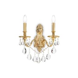 Netlighting Gioconda 2 Light Indoor Candle Wall Light Gold with Crystals E14