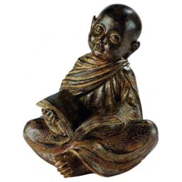 mysmartbuy Reading Buddha Decorative Ornament with Weathered Stone Finish in Bronze - thumbnail 1