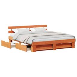 Berkfield Home with Drawer with Headboard with Storage Wax brown 180 x 200 cm So - thumbnail 3