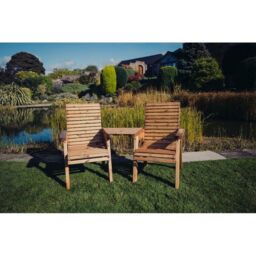 Churnet Valley Garden Furniture Ltd Valley Love Seat Angled - Partially Assembled - Set of Cushions Inc in Brown - thumbnail 2