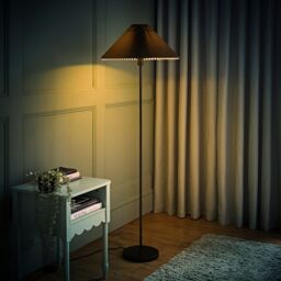 ValueLights Akira Pleated Shade Slim Floor Lamp in Black - thumbnail 5