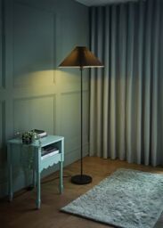 ValueLights Akira Pleated Shade Slim Floor Lamp in Black