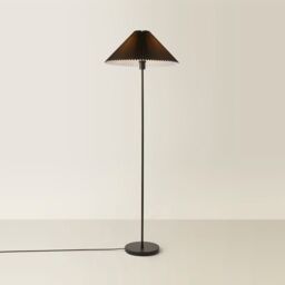 ValueLights Akira Pleated Shade Slim Floor Lamp in Black - thumbnail 6