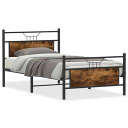 Berkfield Home Bed Frame without Mattress Smoked Oak 100x190 cm Engineered Wood in Brown - thumbnail 1