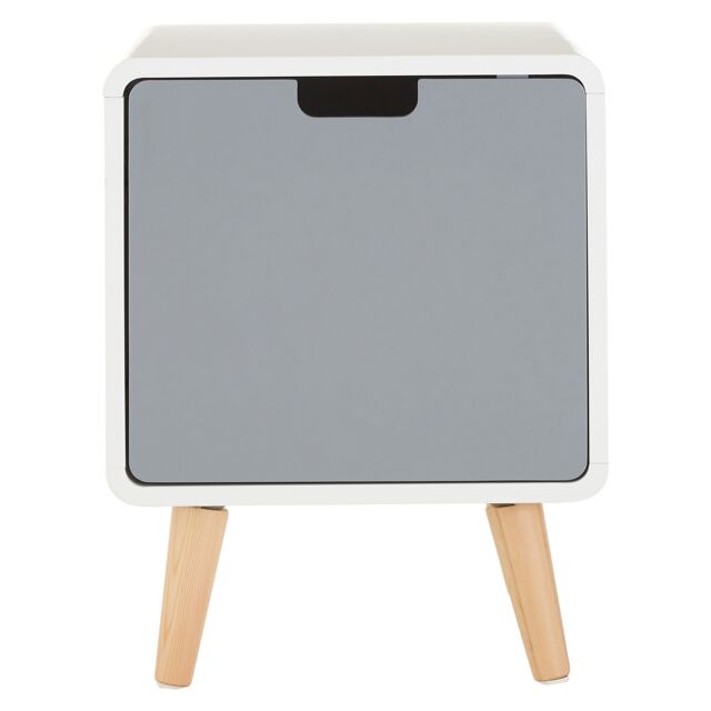 Orsina Versatile 1 Door Cabinet, Lightweight Bedside Cabinet, White Finish Bedroom Cabinet, Sleek Slim Cabinet in Grey - image 1