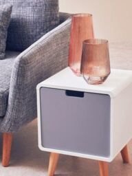 Orsina Versatile 1 Door Cabinet, Lightweight Bedside Cabinet, White Finish Bedroom Cabinet, Sleek Slim Cabinet in Grey - thumbnail 9