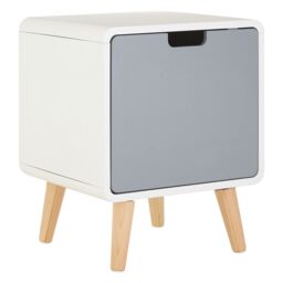 Orsina Versatile 1 Door Cabinet, Lightweight Bedside Cabinet, White Finish Bedroom Cabinet, Sleek Slim Cabinet in Grey - thumbnail 2
