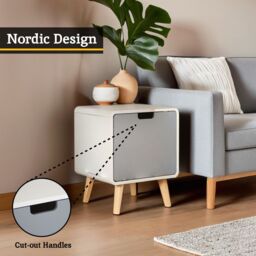 Orsina Versatile 1 Door Cabinet, Lightweight Bedside Cabinet, White Finish Bedroom Cabinet, Sleek Slim Cabinet in Grey - thumbnail 8
