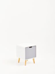 Orsina Versatile 1 Door Cabinet, Lightweight Bedside Cabinet, White Finish Bedroom Cabinet, Sleek Slim Cabinet in Grey - thumbnail 6