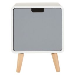 Orsina Versatile 1 Door Cabinet, Lightweight Bedside Cabinet, White Finish Bedroom Cabinet, Sleek Slim Cabinet in Grey - thumbnail 1