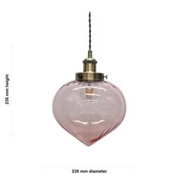 First Choice Lighting Set of 2 Layla - Pink Glass Easy Fit Pendant Shades Brass Detail - thumbnail 4