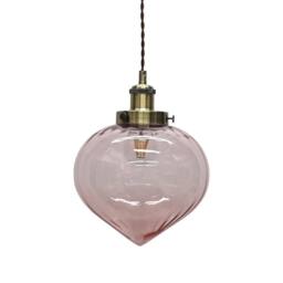 First Choice Lighting Set of 2 Layla - Pink Glass Easy Fit Pendant Shades Brass Detail - thumbnail 2