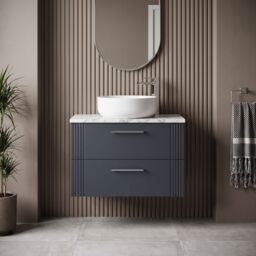 Balterley 2 Drawer Wall Hung Vanity Unit Marble Laminate Worktop, 800mm in Grey - thumbnail 8