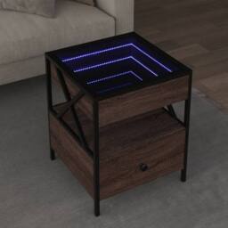 Berkfield Home Coffee Table with Infinity LED Brown Oak 40x40x51 cm - Size: 40 x 40 x 51 cm - thumbnail 2