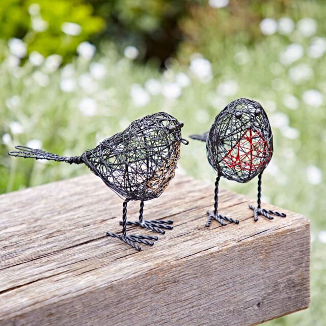 Paper High Set of Two Wire Robin Decorative Ornament in Black - image 1