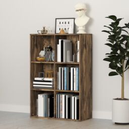 HOMCOM Cubic Cabinet Bookcase Storage Shelves Display Organiser in Brown - thumbnail 1