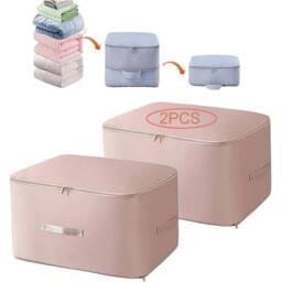 Nordara 2X Large Capacity Foldable Duvet Storage Organizer Bag 52*42*60cm in Pink - thumbnail 1