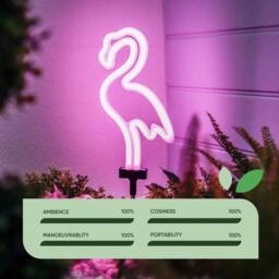 Gardenwize Solar Powered Neon Flamingo Garden Stake Light in Pink - thumbnail 5