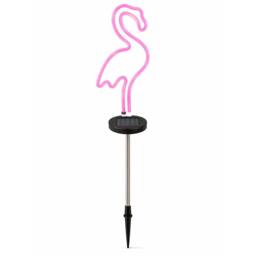 Gardenwize Solar Powered Neon Flamingo Garden Stake Light in Pink - thumbnail 1