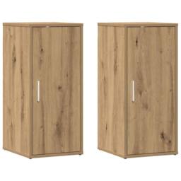 Berkfield Home Shoe Cabinets 2 pcs Artisan Oak 32x35x70 cm Engineered Wood in Brown - Size: 32 x 35 x 70 cm - thumbnail 1
