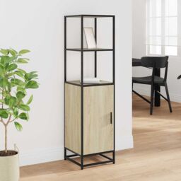 Berkfield Home Highboard Sonoma Oak 35.5x35x139 cm Engineered Wood & Metal in Brown - thumbnail 3