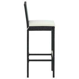 Berkfield Home Garden Bar Stools with Cushions 4 pcs Black Poly Rattan - thumbnail 5