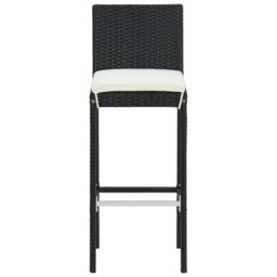 Berkfield Home Garden Bar Stools with Cushions 4 pcs Black Poly Rattan - thumbnail 4