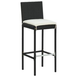 Berkfield Home Garden Bar Stools with Cushions 4 pcs Black Poly Rattan - thumbnail 2