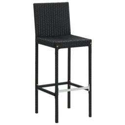 Berkfield Home Garden Bar Stools with Cushions 4 pcs Black Poly Rattan - thumbnail 3